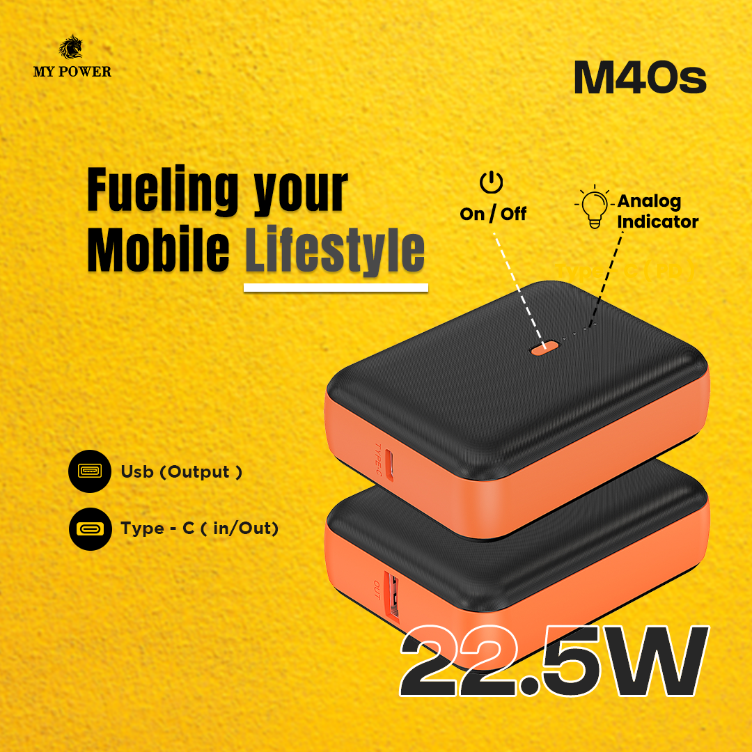 MY Power 10000mah Small Size M40s Portable Fast Charing PD Q.C 3.0 22.5w Fully Compatible Powerbank