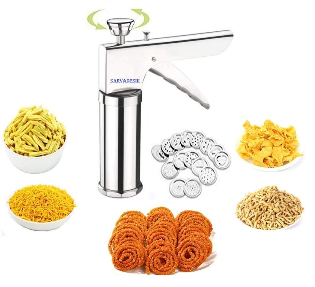 Stainless Steel Kitchen Press Cookies Maker, Traditionally Indian Multi Types of Snacks Making Kitchen Tool