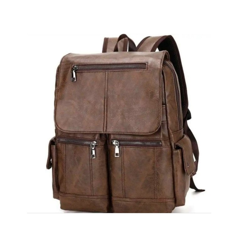 Leather Double Pocket Backpack For Casual School College Bag for Men - Black / Coffee / Tan |Fashion Multicolor College Bag For Men