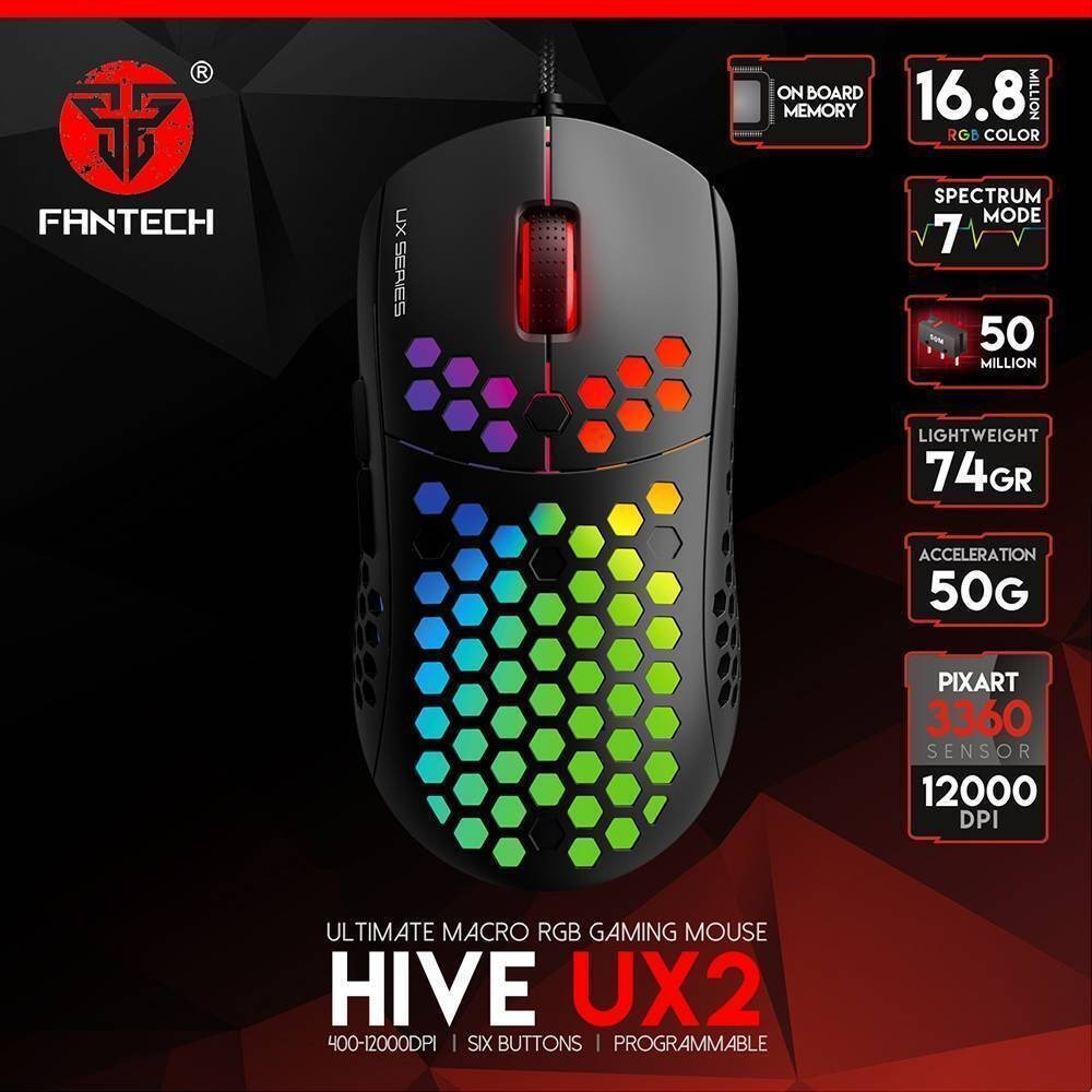 FANTECH COMBO Hive UX2 Gaming Mouse AND PRISMA MB01 Mouse Bungee