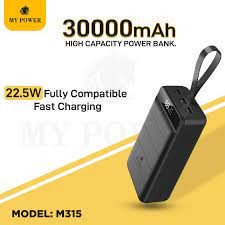 Mypower Powerbank 30000mah M315, My Power QC 3.0 PD 22.5W Fast Charging Power Bank