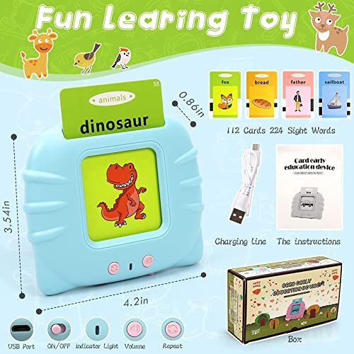 Audible Toddler Flash Card Educational Toys 112 Double-Sided Flashcard