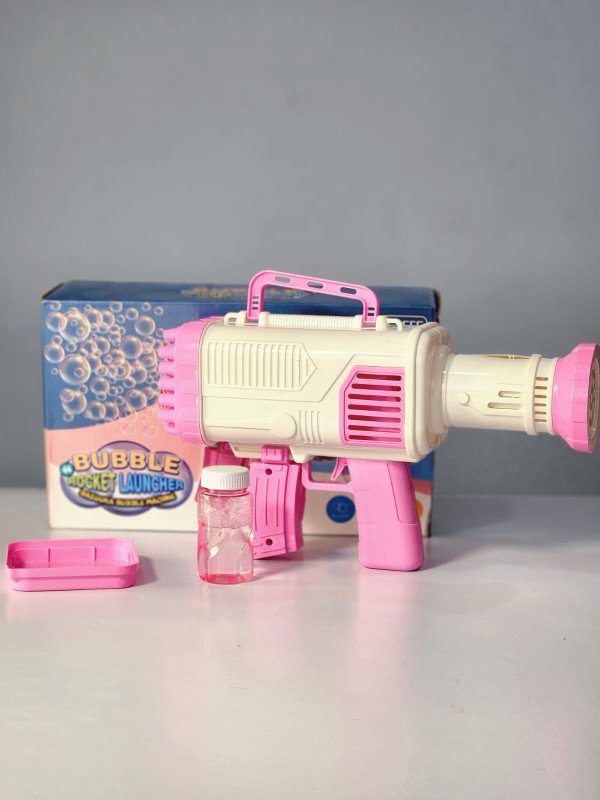 Bubble Machine Bubble Gun 44 Holes with Colorful Lights Rocket Boom Bubble Gun Blower for Adults Kids Rocket Launcher