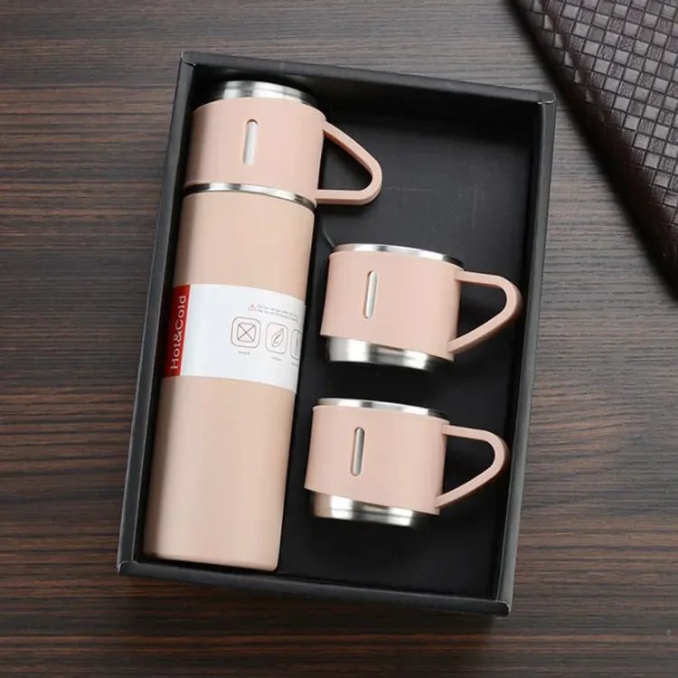 Vacuum Flask Set Stainless Steel Drinking Metal Water Thermos Bottle with Cup 500ML