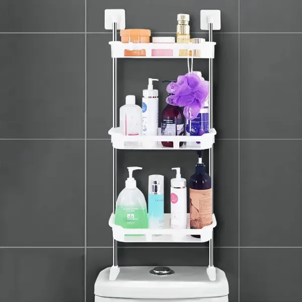 Toilet/Kitchen Rack Toilet Upper Storage Rack Non Perforated Multifunctional Bathroom Kitchen Storage Rack (3 Layer)