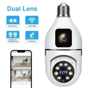 2MP Dual Lens CCTV P2p Camera WiFi bulb E27 Lamp Light Panoramic IP PTZ Network Camera
