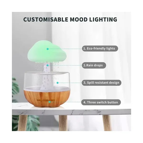 Rain Cloud Humidifier, Raining Cloud Water Drip Cloud Diffuser Humidifier Night Light Aromatherapy Essential Oil Diffuser with 7 Changing Colors Lights Water Drop Sound