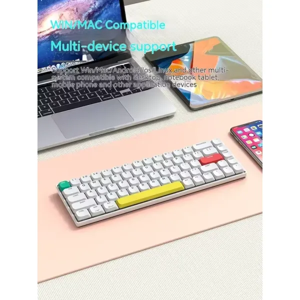 Xinmeng C68 Mechanical Keyboard 3 Mode Low Profile Wireless Bluetooth Hot Swap RGB Office Keyboard For iPad Tablet Mac Pc Gamer