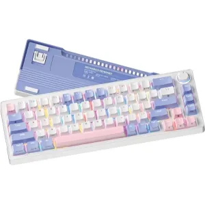 SAMA SM68 Triple Mode BT5.0/2.4G/USB-C Mechanical Keyboard, 68 Keys Hot-Swappable Compact Keyboard, Rechargeable & Multifunctional RGB Backlit Ergonomic Mini Office Keyboard