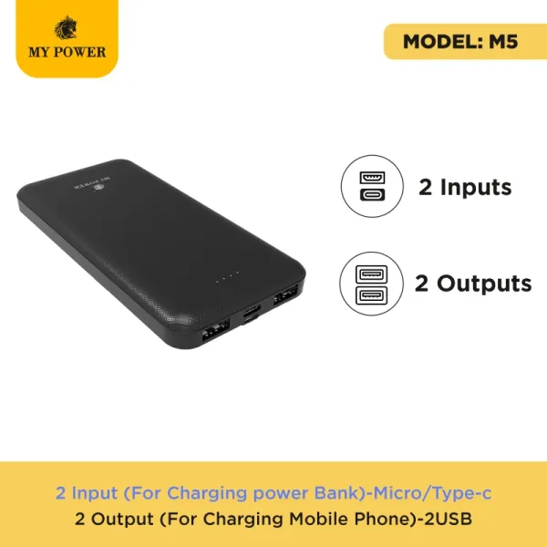 My Power, 10000 mAh Powerbank M5, Ultra Thin polymer Powerbank