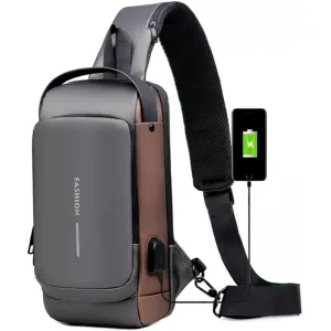 WIERSOON Multifunction Crossbody Bag for Men With USB Charging Port and Number Combination Lock