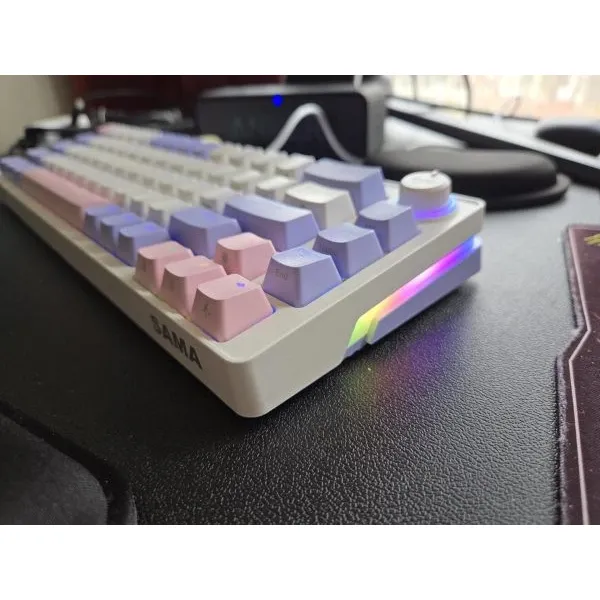 SAMA SM68 Triple Mode BT5.0/2.4G/USB-C Mechanical Keyboard, 68 Keys Hot-Swappable Compact Keyboard, Rechargeable & Multifunctional RGB Backlit Ergonomic Mini Office Keyboard