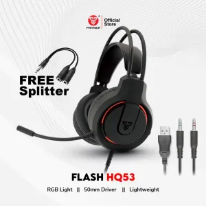 Fantech HQ53 Lightweight Gaming Headset | Lightweight Design With Red Accent Lighting