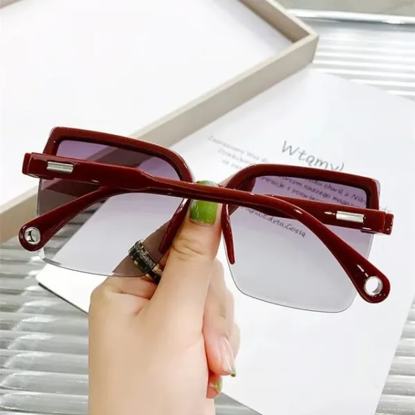 Oversized Sunglasses for Women Half Rim Eyebrow Frame Decorative Glasses (White)