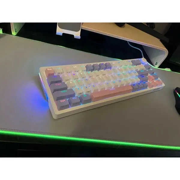 SAMA SM68 Triple Mode BT5.0/2.4G/USB-C Mechanical Keyboard, 68 Keys Hot-Swappable Compact Keyboard, Rechargeable & Multifunctional RGB Backlit Ergonomic Mini Office Keyboard