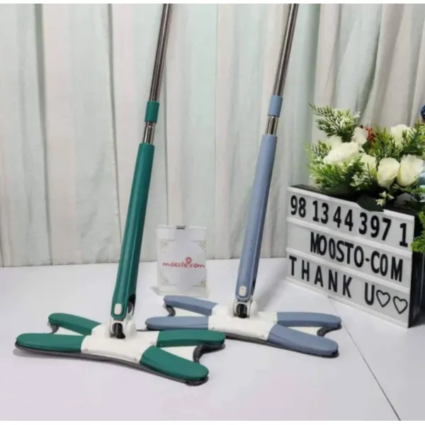 X-Type 360 Rotating Head Self Wringing Microfiber Floor Cleaning Wet Dry Flat Mop With Removable Washable Pad