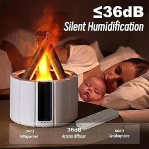 Bonfire Diffuser, Creative Emulate Bonfire Humidifier, Mini Wood Mist Humidifier with Remote