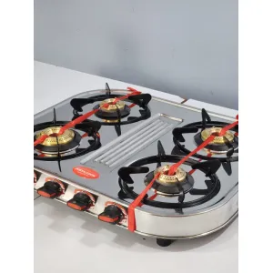 Instacook Automatic 4 Burner Gas Stove Stainless Steel