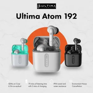 Ultima Atom 192 Bluetooth Truly Wireless Earbuds With Mic, 42H Playtime, Beast Mode(Low Latency 60Ms) For Gaming, Enx Tech, Asap Charge, Iwp, Ipx4