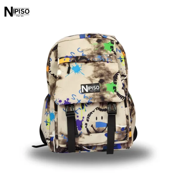 NIPISO Graffiti Printed Soft School College Trendy Hip-Hop Backpack With 16\