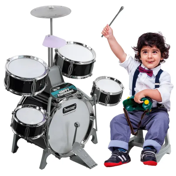5-Piece Kids Drum Set - Jazz Hand Drums, Professional Sound