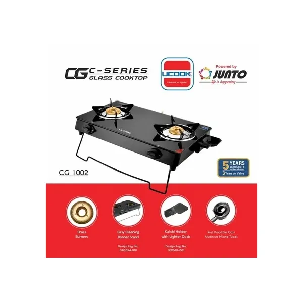JUNTO C Series Basic 3-Burner Gas Stove with Elegant Glass Cooktop 4803