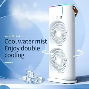 Portable Dual Head USB Misting Fan with Light