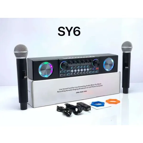 SY6 Live Sound Card & Audio Mixer Set - Integrated System for Streaming, Karaoke, Recording & Wireless Playback