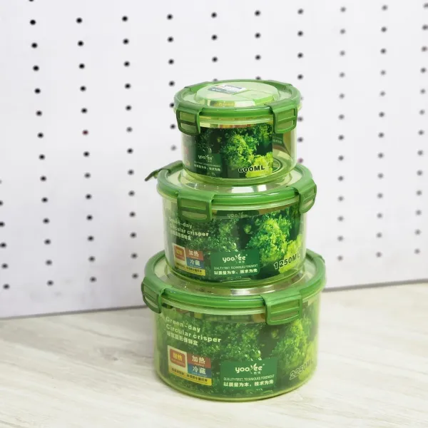 Yooyee Round Food Container Set (2250ml, 1250ml, 650ml)