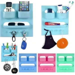 Multi Function Wall Sticking Kitchen Bathroom Storage Rack