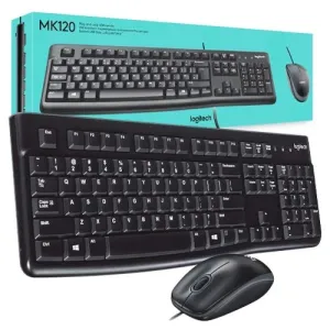 Logitech MK120 Wired Keyboard and Mouse Combo - Durable, Comfortable & Plug-and-Play for PC & Laptop
