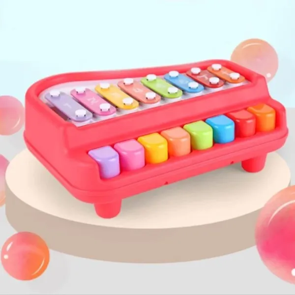2 in 1 Piano Xylophone Educational Musical Instruments, 8 Key Scales for Clear Tones with Music Cards Songbook Multi Color