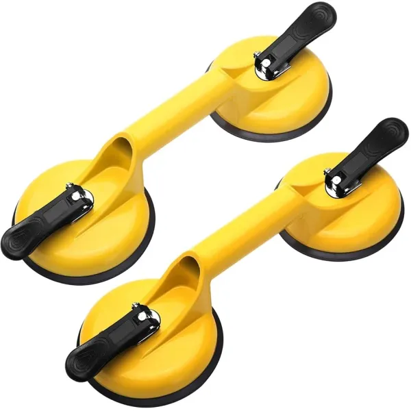 Heavy-Duty Double Head Glass & Tile Suction Cup Lifter - Aluminum Vacuum Plate Handle for Safe Lifting & Dent Pulling