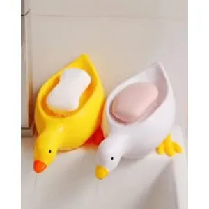 Duck shaped soap box beautiful plastic soap rack with drain function suitable for washing in bathroom basins Accessories