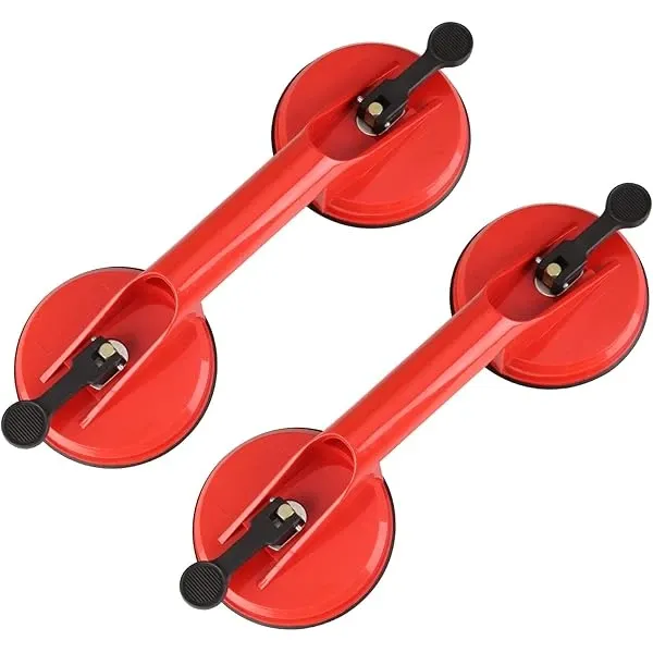 Heavy-Duty Double Head Glass & Tile Suction Cup Lifter - Aluminum Vacuum Plate Handle for Safe Lifting & Dent Pulling