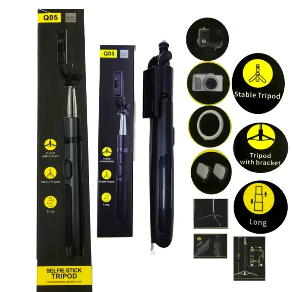 Q05 Pro 2-in-1 Selfie Stick Phone Tripod - Extendable Monopod with Bluetooth Remote for Vlogging & Photography