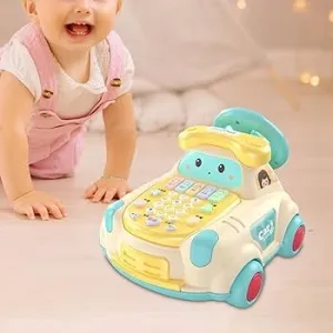 Interactive 2-in-1 Baby Learning Toy: Music & Light Phone with Toddler Steering Wheel Car Play - Educational & Fun for Kids