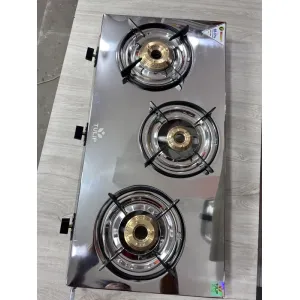Efficient 3-Burner Manual Gas Stove - Durable & Convenient for Every Kitchen