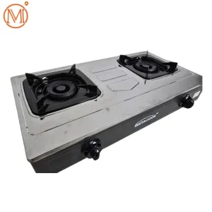 INSTACOOK 2-Burner Stainless Steel Gas Stove - Durable & Efficient Cooking with Warranty
