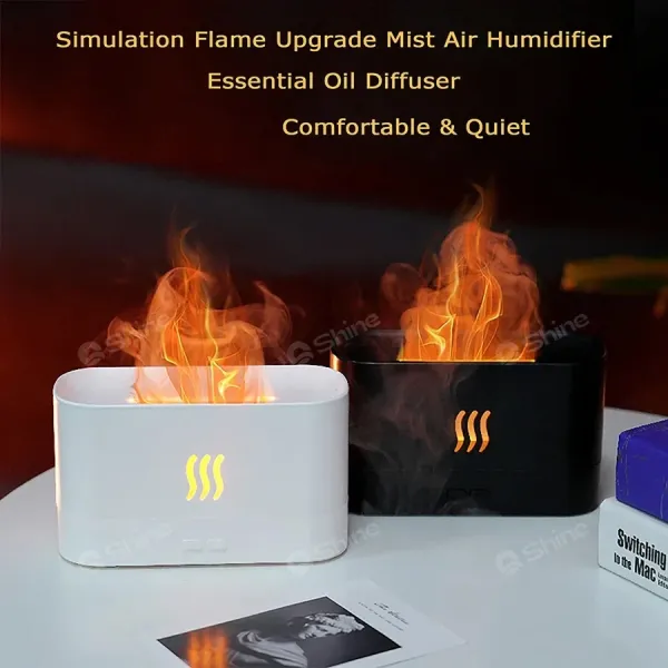Flame Aroma Diffuser, Flame Diffuser Humidifier with 2 level of brightness adjusment, 180ml Aromatherapy Diffuser with Auto-Off Protection for Spa, Home, Yoga, Office, Bedroom