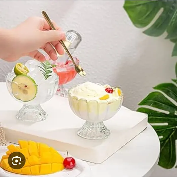 6-Piece Glass Ice Cream Cups & Dessert Bowls - Elegant Dishes for Fruit, Sundaes & Pudding
