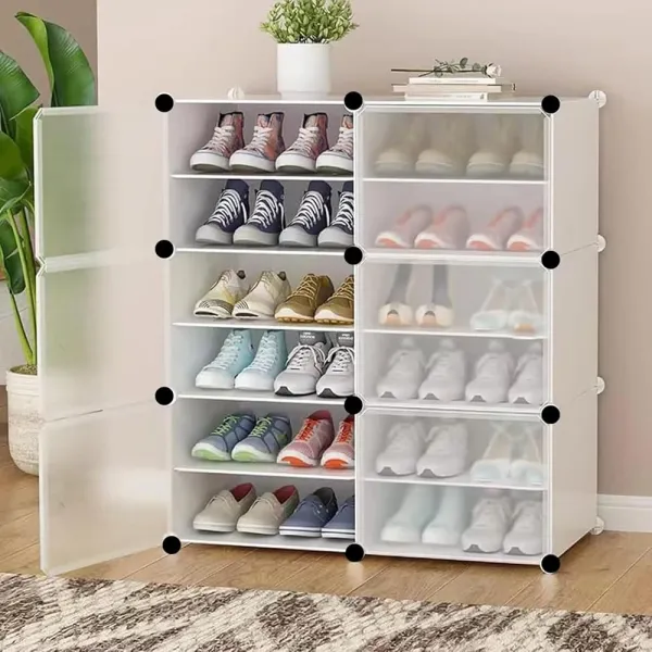 Styleys Cabinet Shoe Rack with Cover for Home/Office Wardrobe Cube Organizer Black (12 Cube)