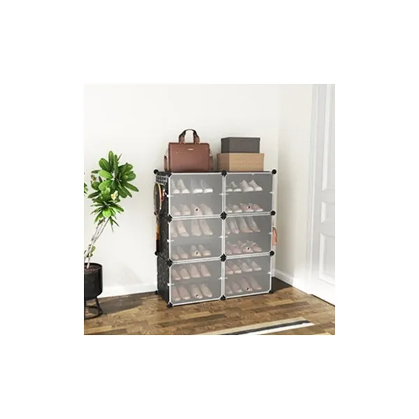 Styleys Cabinet Shoe Rack with Cover for Home/Office Wardrobe Cube Organizer Black (12 Cube)