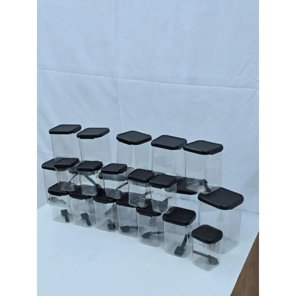 24-Piece Airtight Square Food Storage Container Set with Spoons - Black Lids