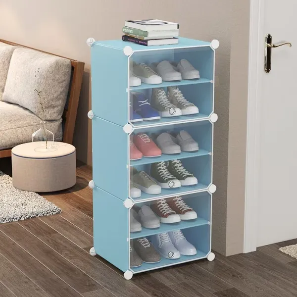 Modular 6-Tier Shoe Rack Cabinet with Transparent Doors - Stackable & Space-Saving Shoe Organizer