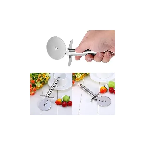 Durable Stainless Steel Pizza Cutter Wheel with Comfortable Handle - Effortless Pizza Slicer for Home & Kitchen