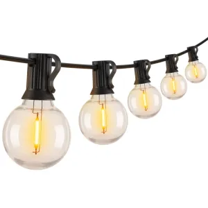 G40 LED Filament String Lights (7.5M, 25 Warm White Bulbs) - High-Voltage Vintage Outdoor/Indoor Decor