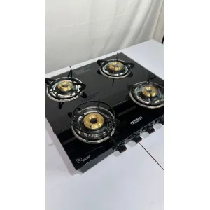 Maharaja Whiteline 4-Burner Manual Gas Stove with Toughened Glass