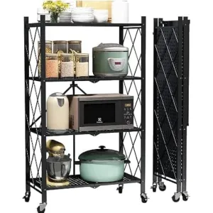 Heavy Duty Metal Wire 5 Layer Multifunctional Foldable Floor Standing Storage Rack