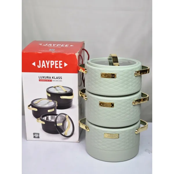 JAYPEE Luxura Inner Stainless Steel Serving Casserole Set of 3 Elegance Unique Design PU Insulated 100% Food Grade with Lockable Lid